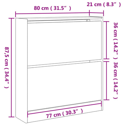 Schuhschrank Schwarz 80x21x87,5 cm Holzwerkstoff