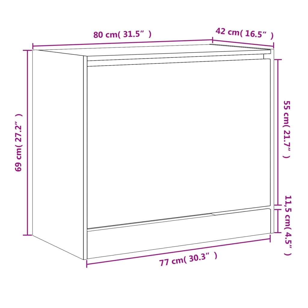 Schuhschrank Räuchereiche 80x42x69 cm Holzwerkstoff