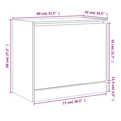 Schuhschrank Räuchereiche 80x42x69 cm Holzwerkstoff