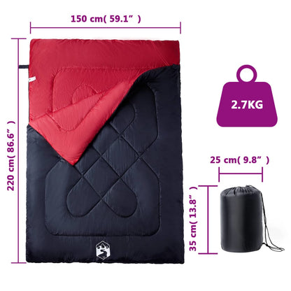 Doppelschlafsack mit Kissen Erwachsene Camping 3-4 Jahreszeiten