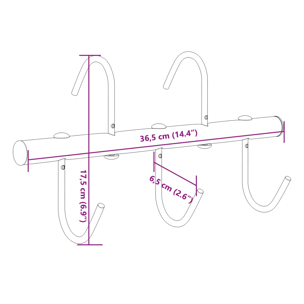 Trensenhalter mit 5 Drehhaken Schwarz Stahl