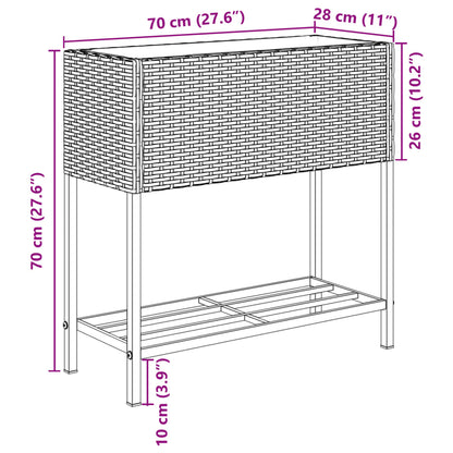 Pflanzkübel mit Ablage Schwarz Poly Rattan