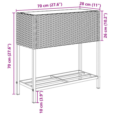 Pflanzkübel mit Ablage Schwarz Poly Rattan