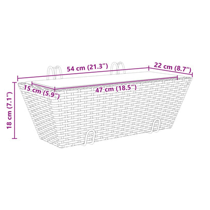 Pflanzkasten mit Haken 2 Stk. Schwarz Poly Rattan