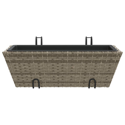 Pflanzkasten mit Haken 2 Stk. Grau Poly Rattan