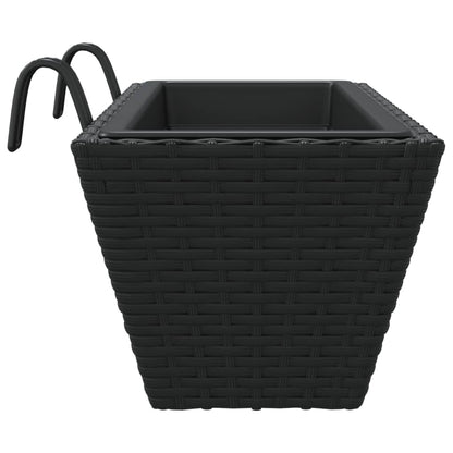 Pflanzkasten mit Haken 2 Stk. Schwarz Poly Rattan