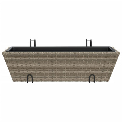 Pflanzkasten mit Haken 2 Stk. Grau Poly Rattan