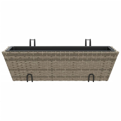 Pflanzkasten mit Haken 2 Stk. Grau Poly Rattan