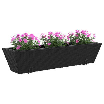 Pflanzkasten mit Haken 2 Stk. Schwarz Poly Rattan