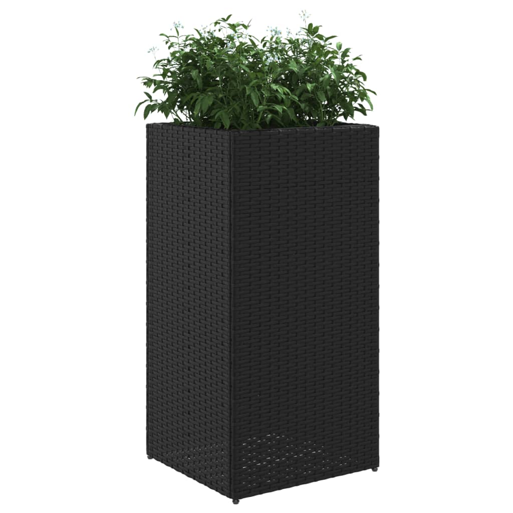 Pflanzkübel Schwarz 40x40x80 cm Poly Rattan