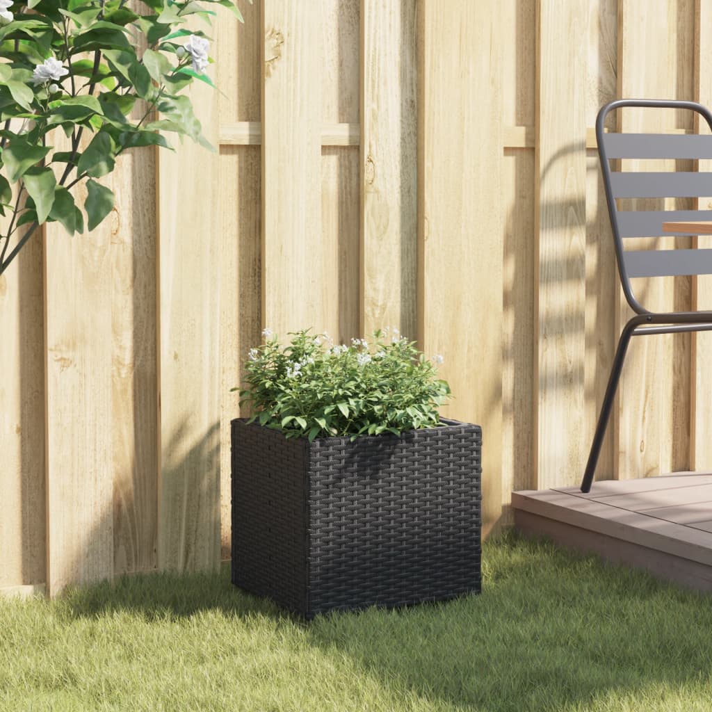 Pflanzkübel Schwarz 36x30x32 cm Poly Rattan