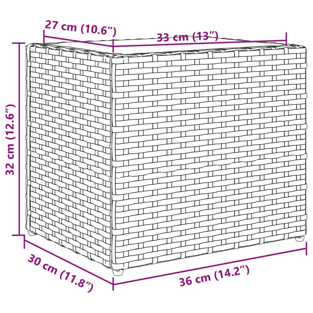 Pflanzkübel Schwarz 36x30x32 cm Poly Rattan