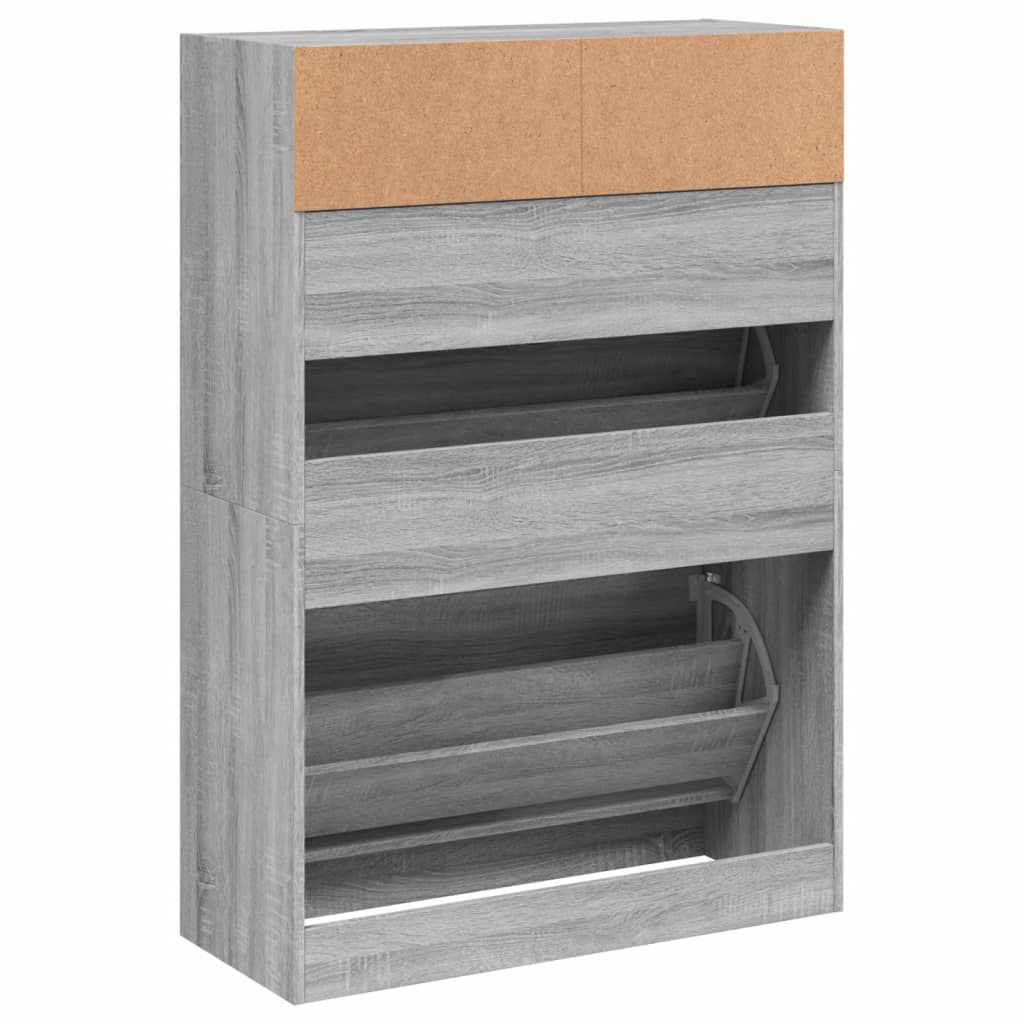 Schuhschrank mit 2 Klappen Grau Sonoma 80x34x116 cm