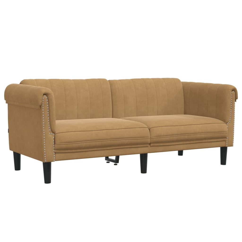 2-Sitzer Sofa Braun Kunstleder Wildleder-Optik