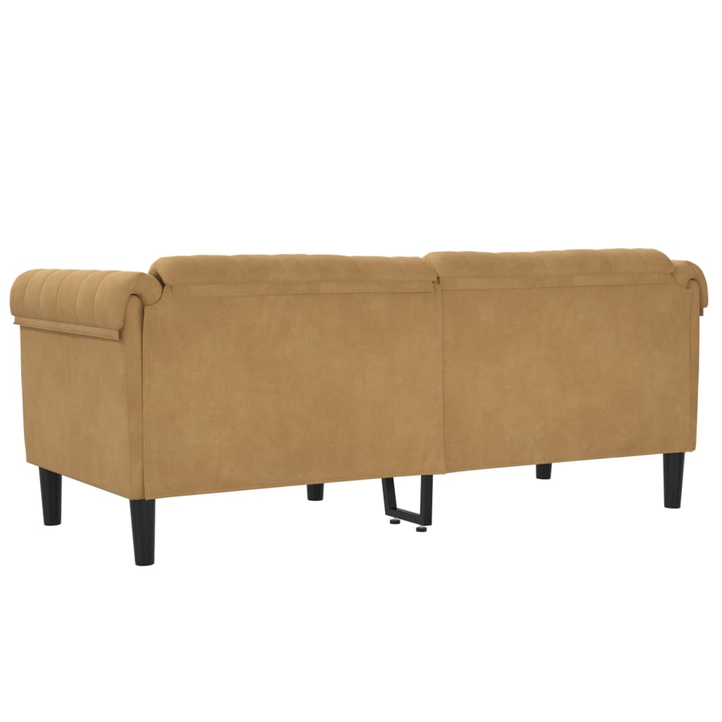 2-Sitzer Sofa Braun Kunstleder Wildleder-Optik