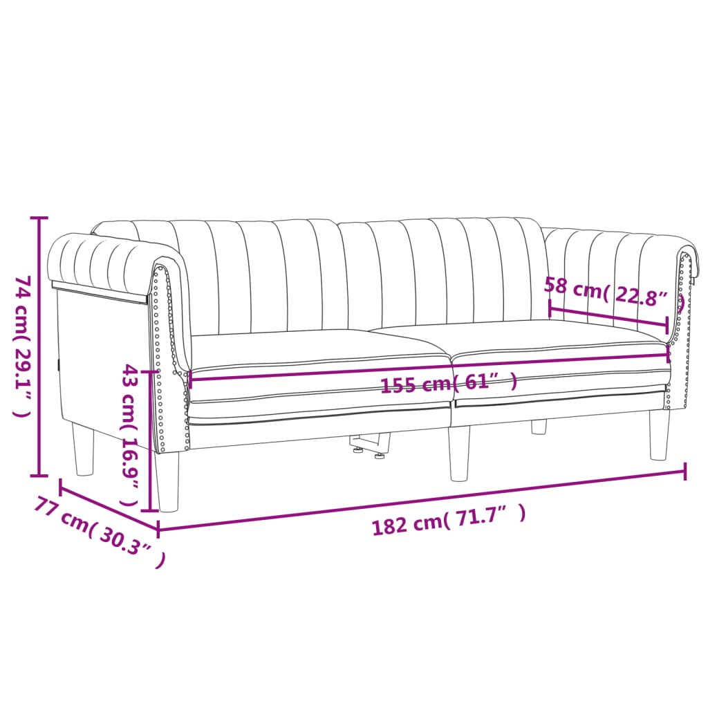 2-Sitzer Sofa Braun Kunstleder Wildleder-Optik