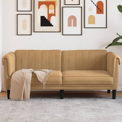 2-Sitzer Sofa Braun Kunstleder Wildleder-Optik