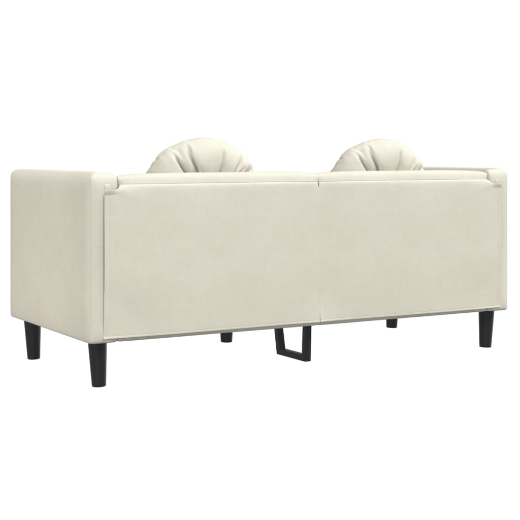 Sofa mit Kissen 2-Sitzer Creme Samt