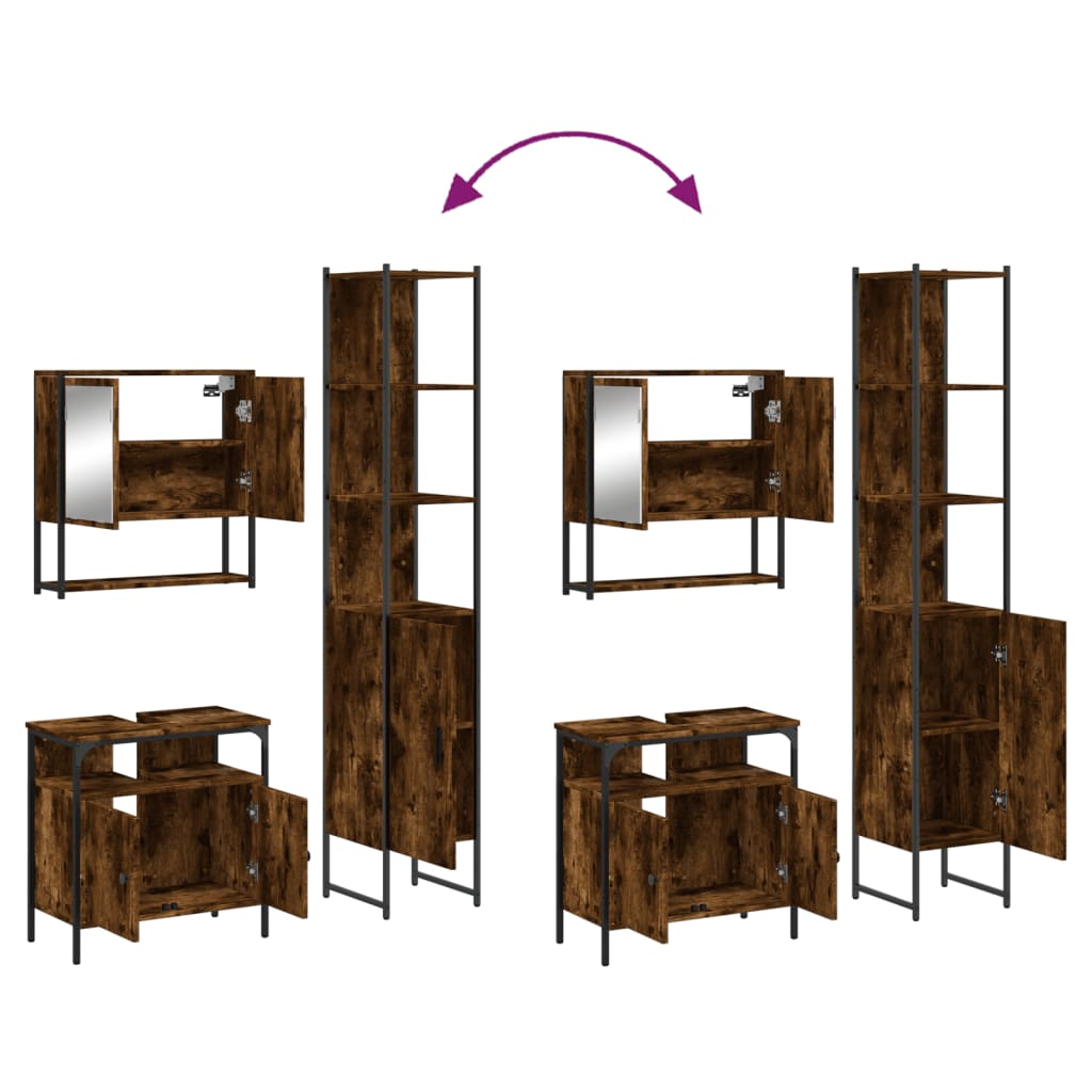 3-tlg. Badmöbel-Set Räuchereiche Holzwerkstoff