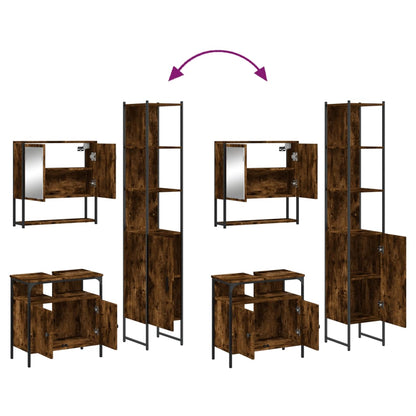 3-tlg. Badmöbel-Set Räuchereiche Holzwerkstoff