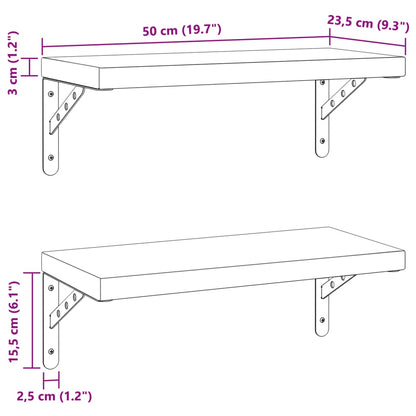 Wandregale 2 Stk. 50x23,5 cm Silbern Edelstahl