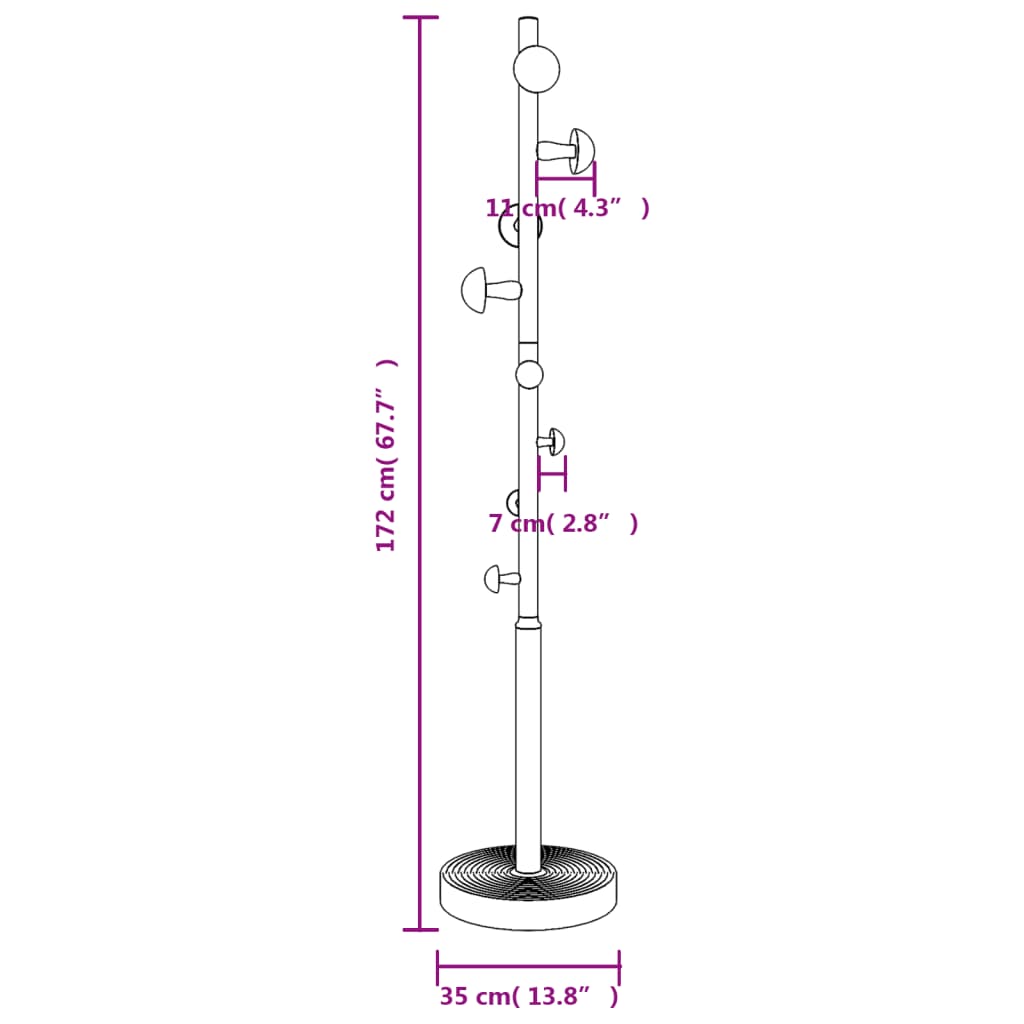 Garderobenständer Weiß 172 cm Pulverbeschichtetes Eisen