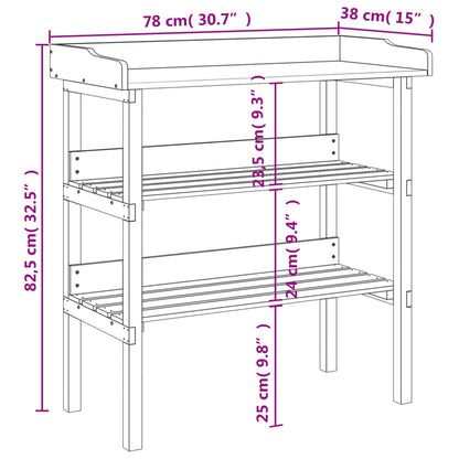 Pflanztisch mit Ablagen Grau 78x38x82,5 cm Massivholz Tanne