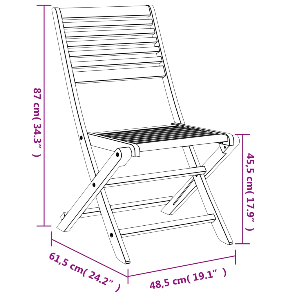 Gartenstühle 8 Stk. Klappbar 48,5x61,5x87 cm Massivholz Akazie