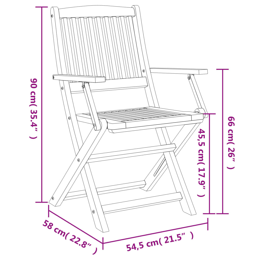 Gartenstühle 6 Stk. Klappbar 54,5x58x90 cm Massivholz Akazie