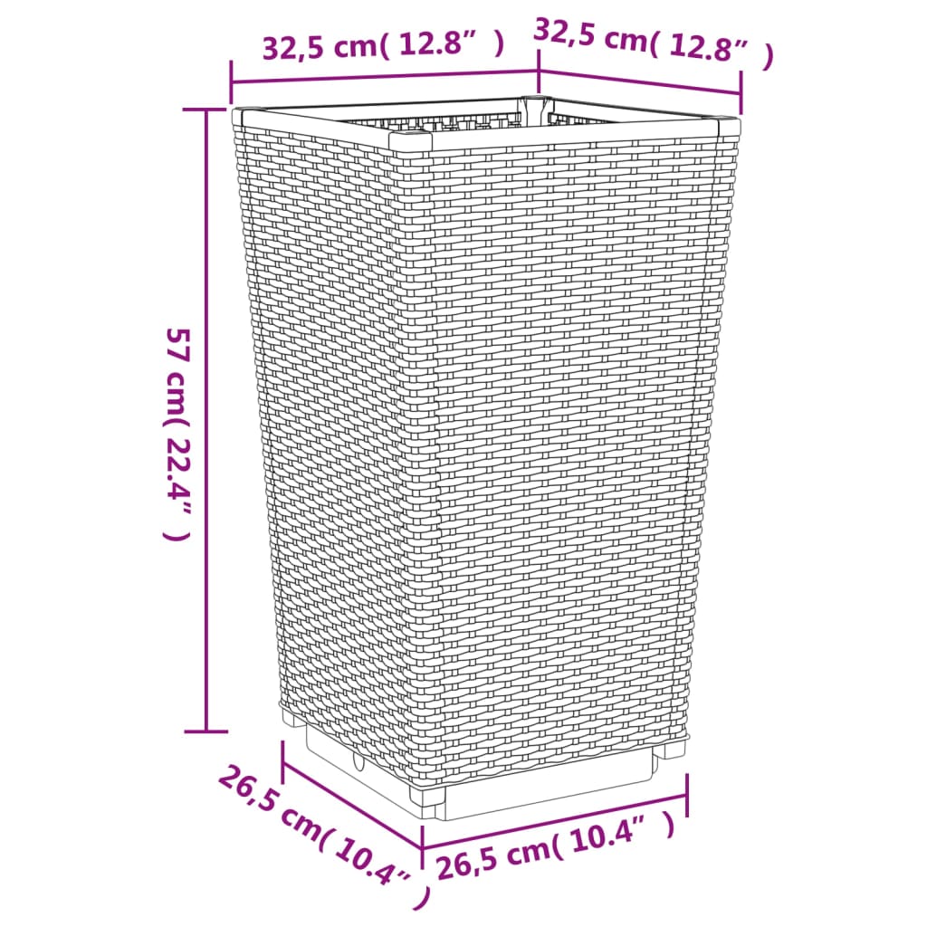 Pflanzkübel 2 Stk. Grau 32,5x32,5x57 cm PP