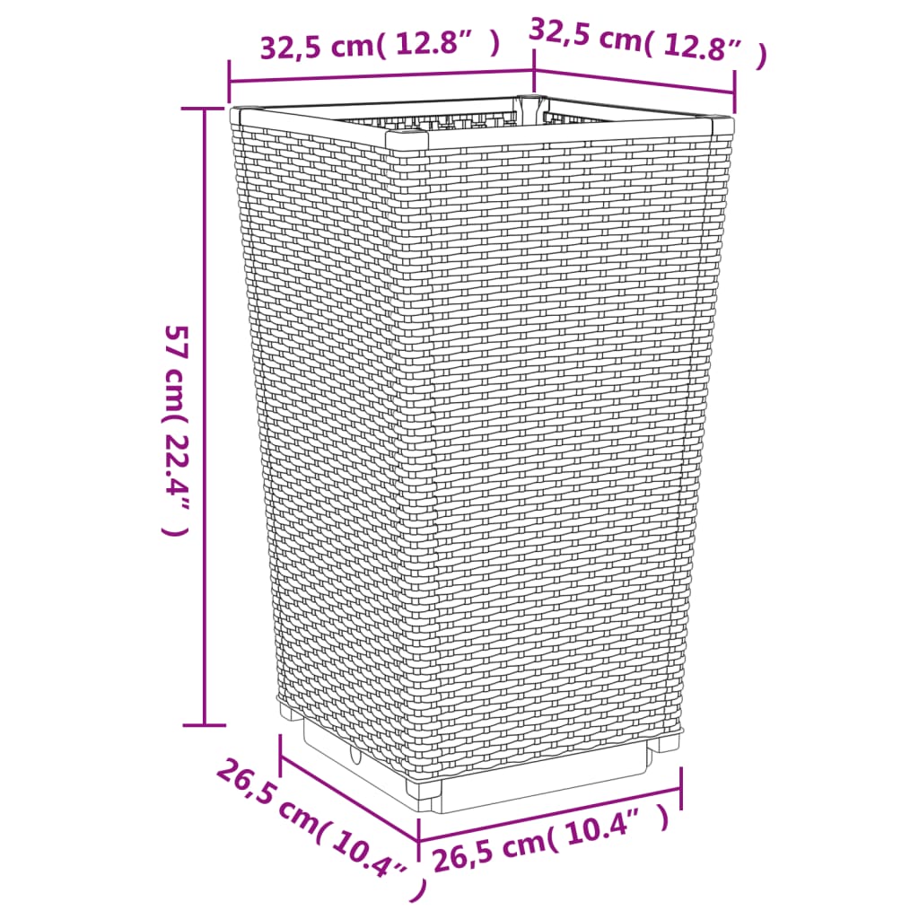 Pflanzkübel 2 Stk. Braun 32,5x32,5x57 cm PP