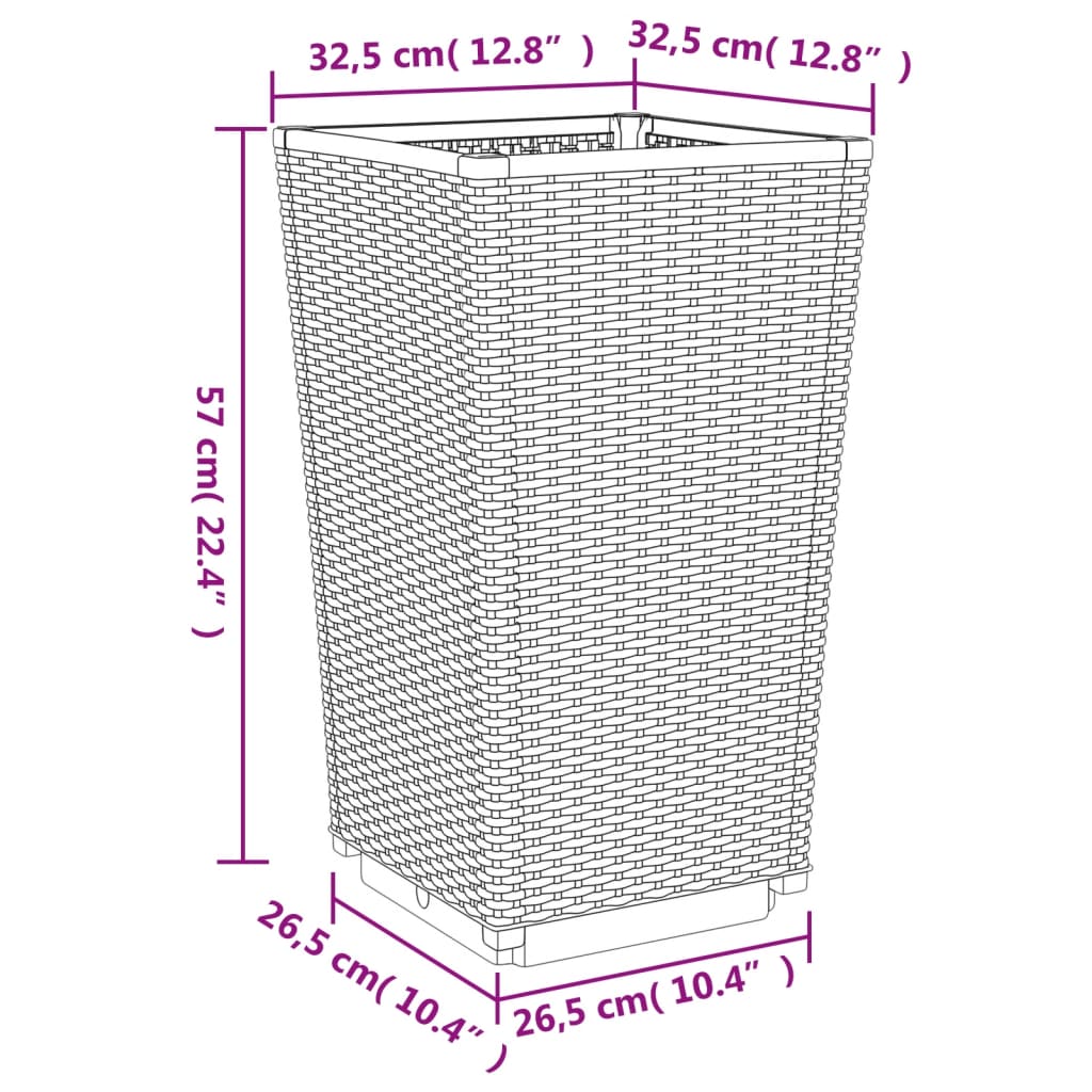 Pflanzkübel 4 Stk. Braun 32,5x32,5x57 cm PP