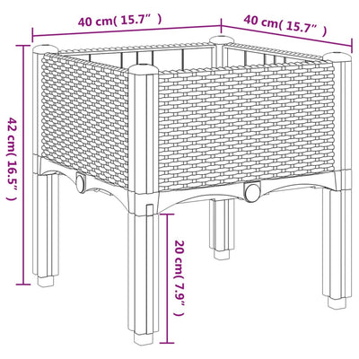 Pflanzkasten mit Beinen Braun 40x40x42 cm PP