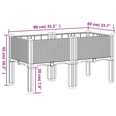 Pflanzkasten mit Beinen Braun 80x40x42 cm PP