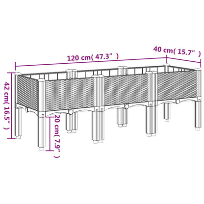 Pflanzkasten mit Beinen Braun 120x40x42 cm PP