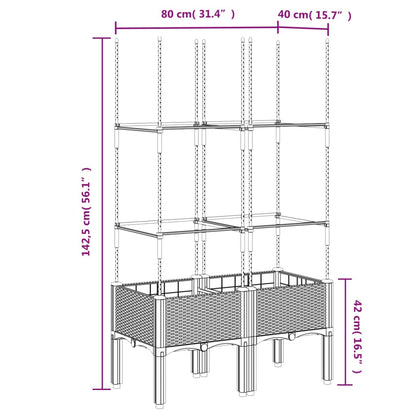 Pflanzkübel mit Rankgitter Braun 80x40x142,5 cm PP