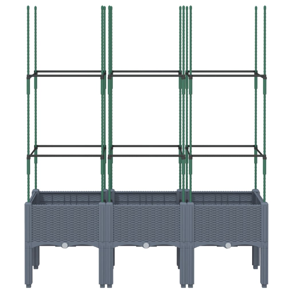 Pflanzkübel mit Rankgitter Grau 120x40x142,5 cm PP