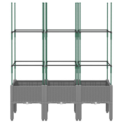 Pflanzkübel mit Rankgitter Hellgrau 120x40x142,5 cm PP