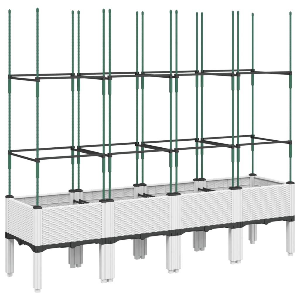 Pflanzkübel mit Rankgitter Weiß 160x40x142,5 cm PP