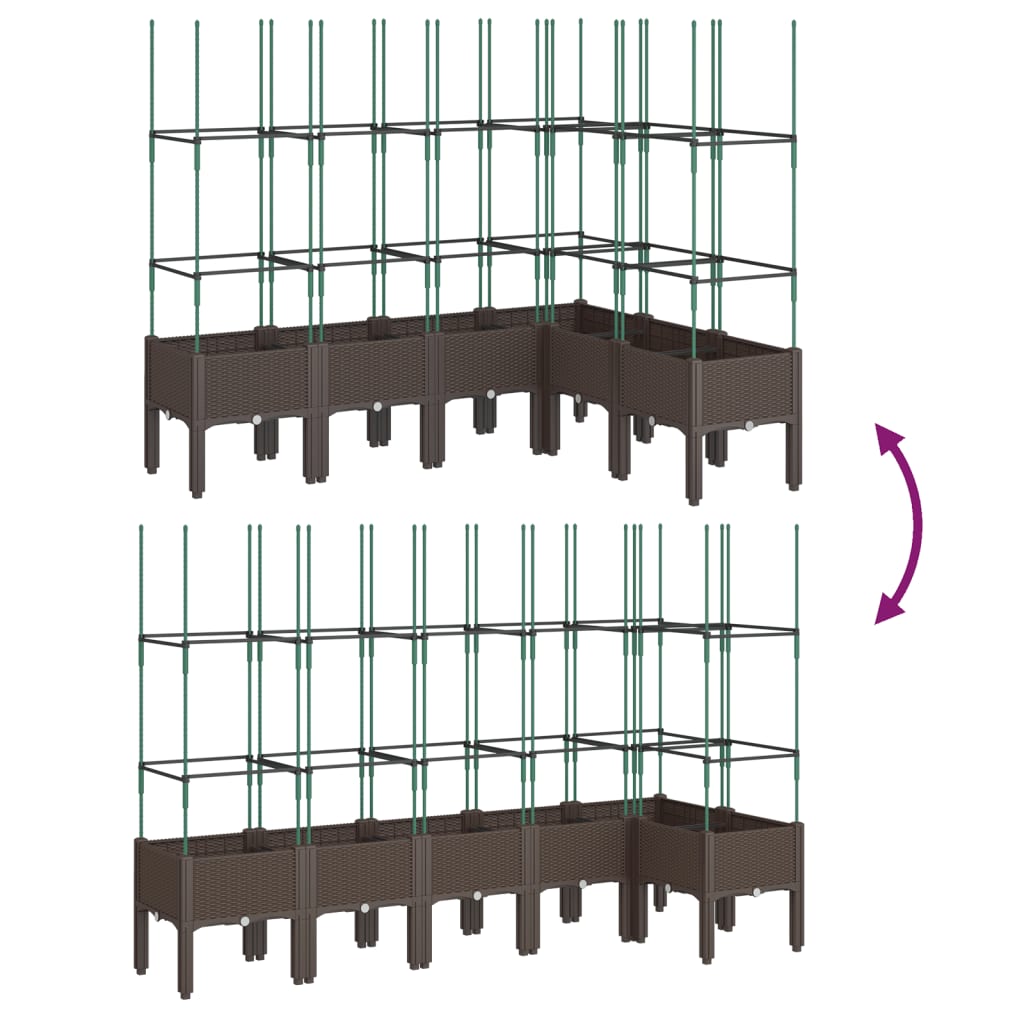 Pflanzkübel mit Rankgitter Braun 160x120x142,5 cm PP