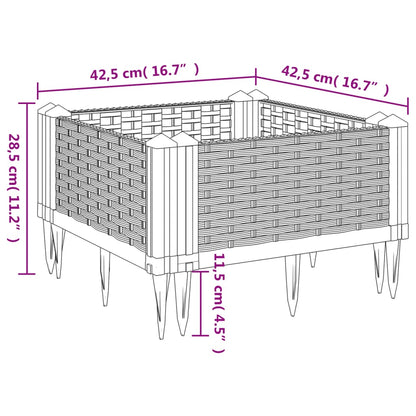 Pflanzkasten mit Erdspießen Braun 42,5x42,5x28,5 cm PP