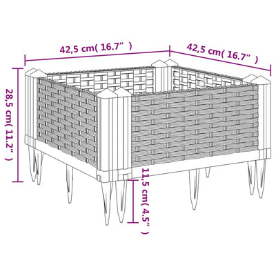 Pflanzkasten mit Erdspießen Weiß 42,5x42,5x28,5 cm PP