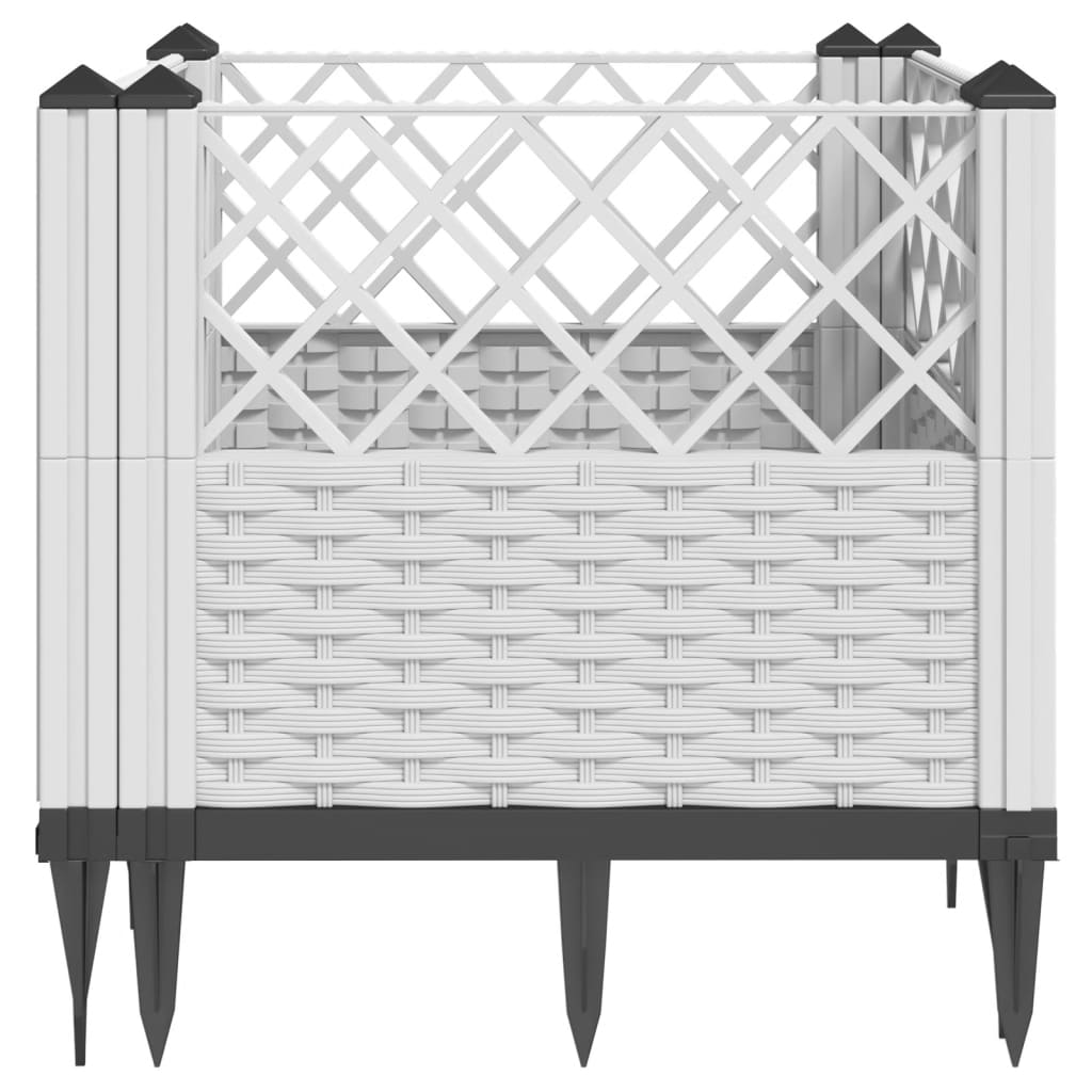 Pflanzkasten mit Erdspießen Weiß 43,5x43,5x43,5 cm PP