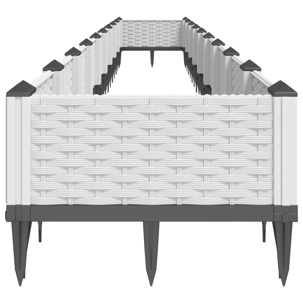 Pflanzkasten mit Erdspießen Weiß 362,5x42,5x28,5 cm PP