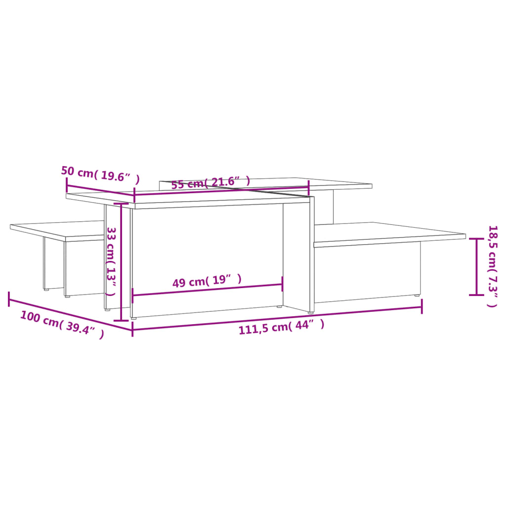 Couchtische 2 Stk. Grau Holzwerkstoff