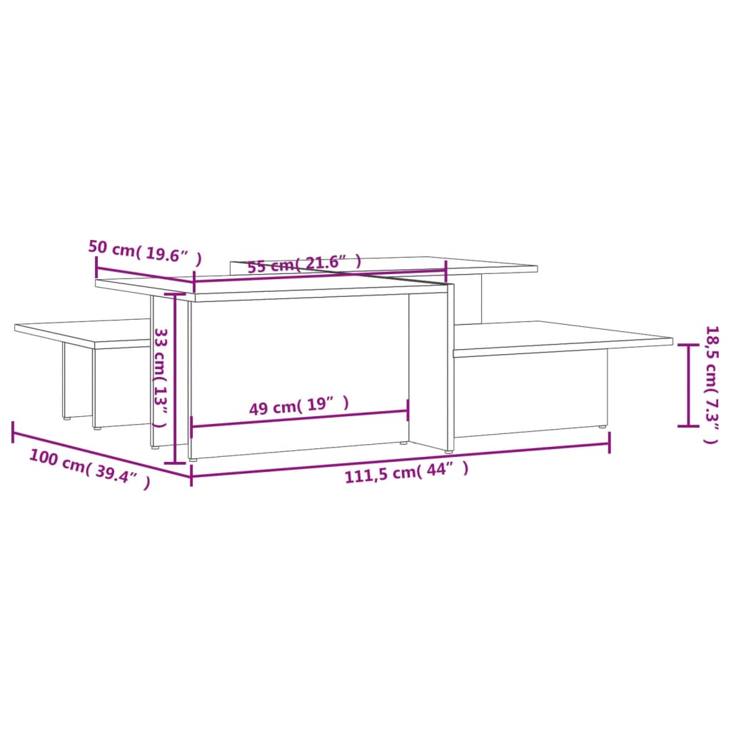 Couchtische 2 Stk. Grau Sonoma Holzwerkstoff