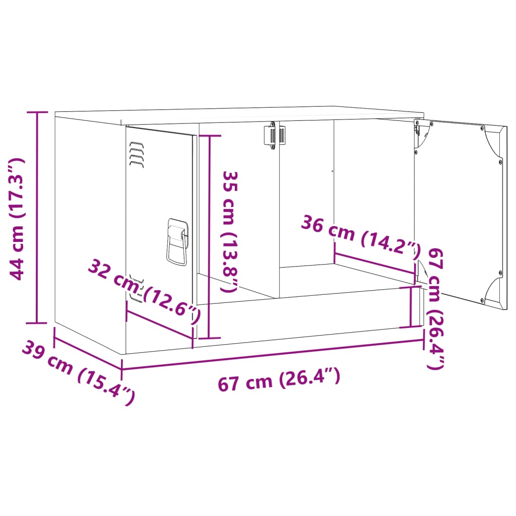 TV-Schrank Rosa 67x39x44 cm Stahl