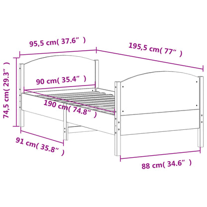 Massivholzbett ohne Matratze Wachsbraun 90x190 cm Kiefernholz