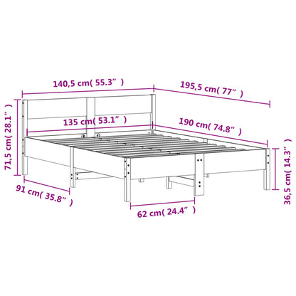 Massivholzbett ohne Matratze 135x190 cm Kiefernholz