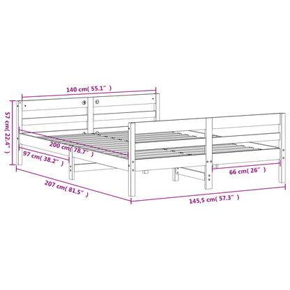 Massivholzbett ohne Matratze 140x200 cm Kiefernholz